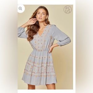 1X dress purchased at small boutique w/no returns. It’s a bit short for me.